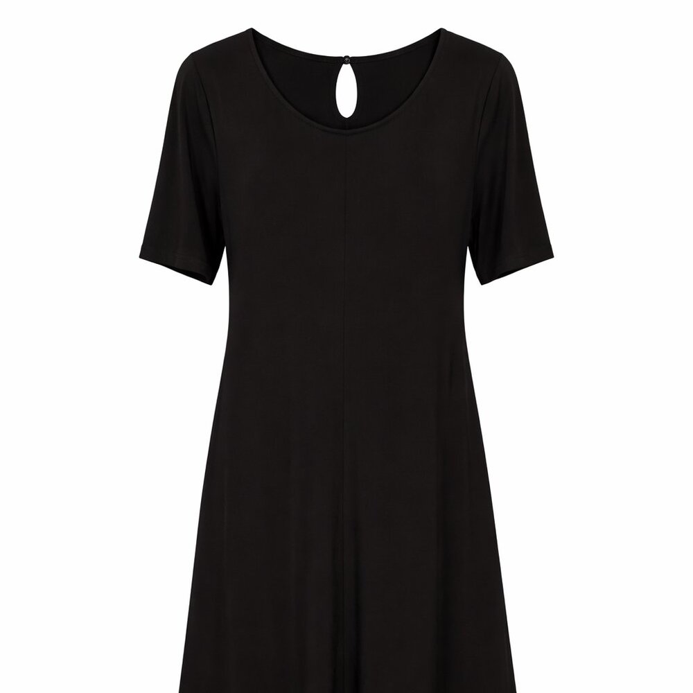 Catherines Black Short Sleeve Handkerchief Hem Midi Dress‎ 1X